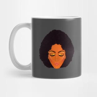 Chic Afro and Gold Makeup (Gray Background) Mug